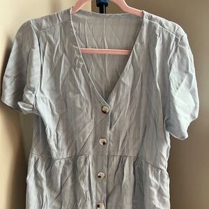 V neck peplum top - light blue